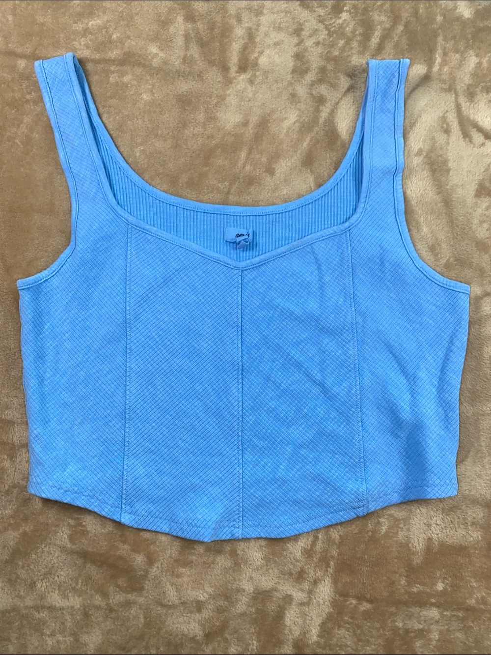 aerie Light Blue Ribbed Cropped Tank